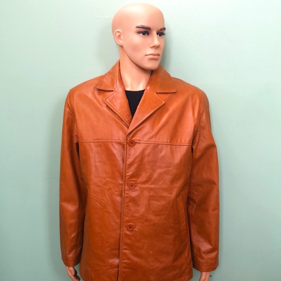 Adler Authentic Men's Tan Leather Jacket Size M